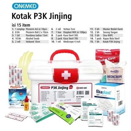Kotak Obat P3K Jinjing + Isi Lengkap / P3K Isi Lengkap onemed