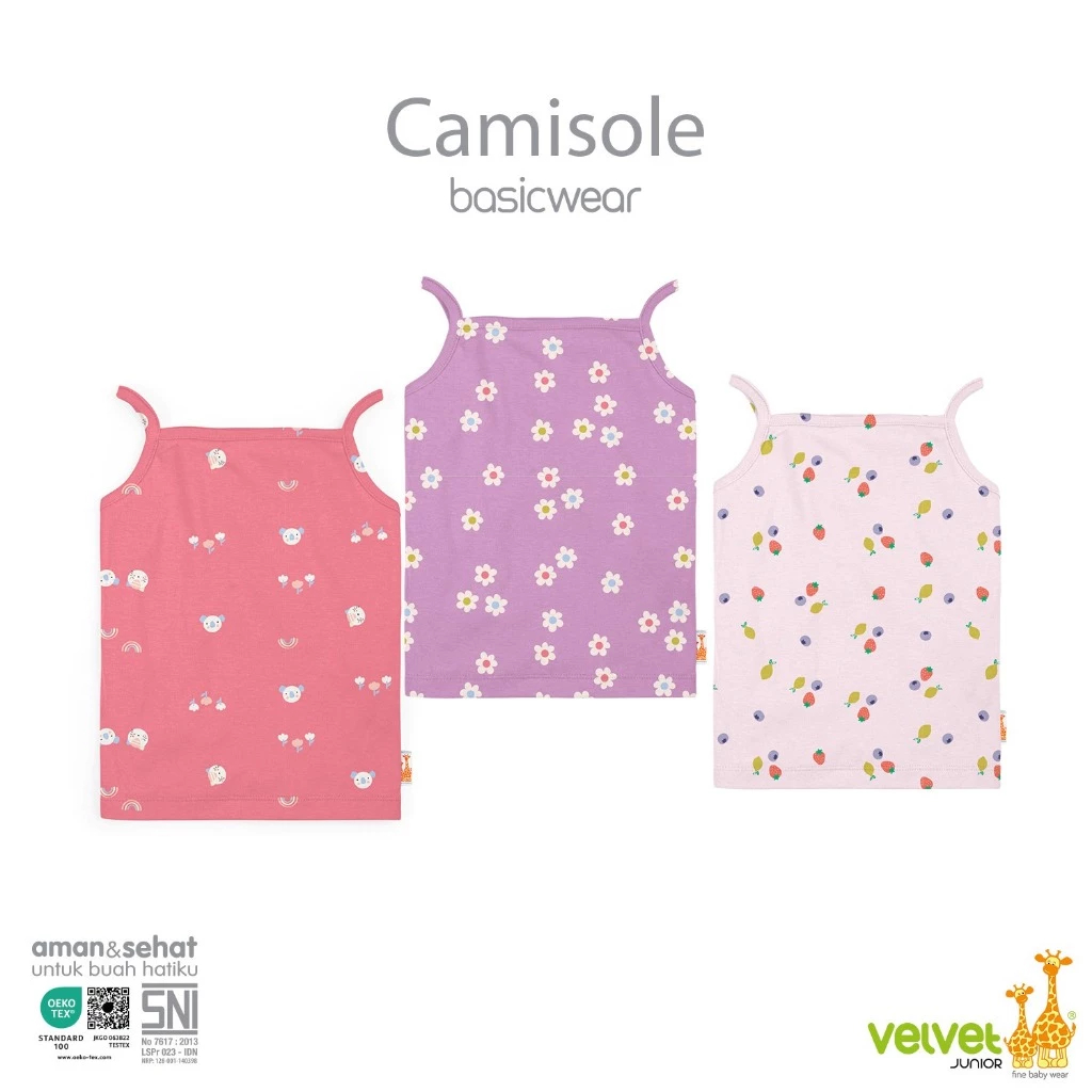 Velvet Junior Tanktop Solid Camisole 1 PCS | Singlet Tanktop Anak Velvet