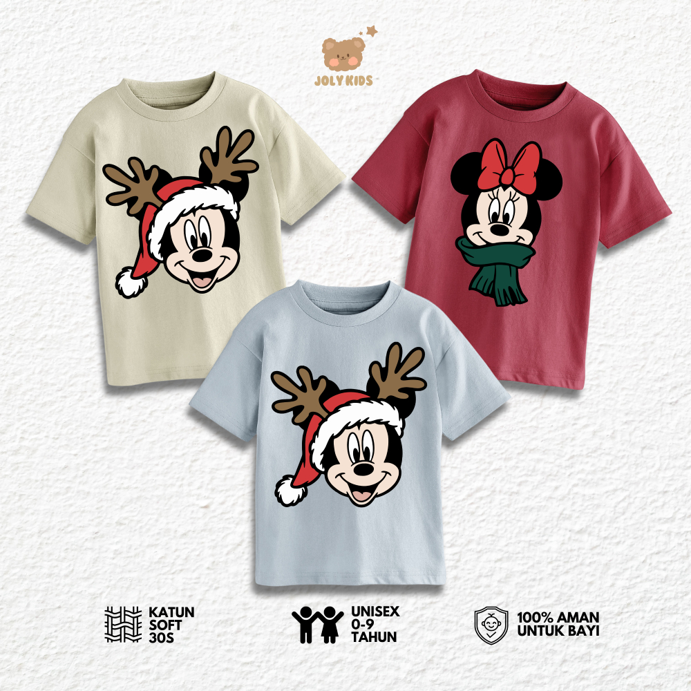 Jolly Kids Baju Atasan Kaos Anak Usia 1-9 Tahun  Laki Laki Perempuan MINI MK NATAL Cewek Cowok