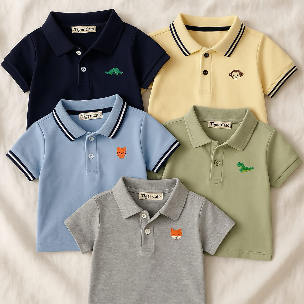 TPT:Kaos Kerah Polo Anak Laki-Laki Tiger Cat Ready Size 4-12 Tahun