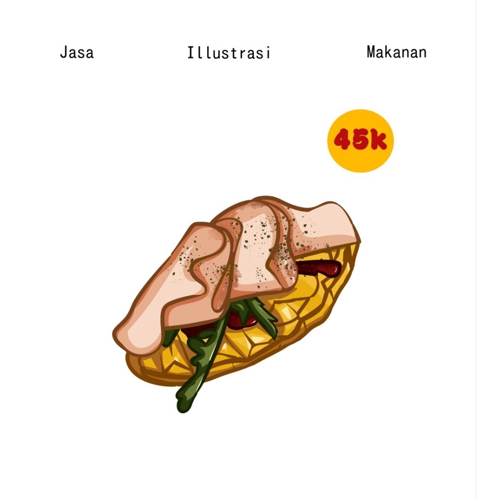 Jasa illustrasi makanan dan minuman style kartun untuk foodtruck