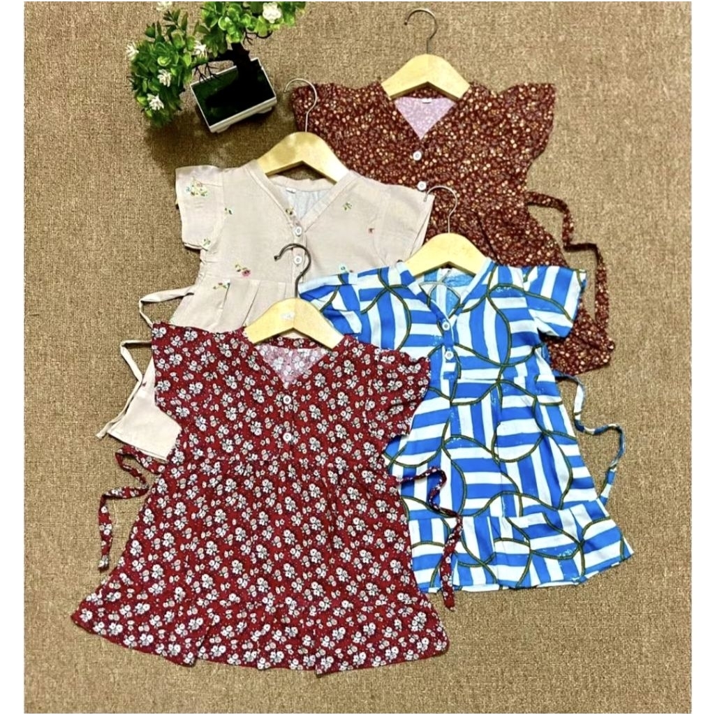 Paket Usaha baju anak perempuan harian dress anak murah viral rayon tidur kekinian