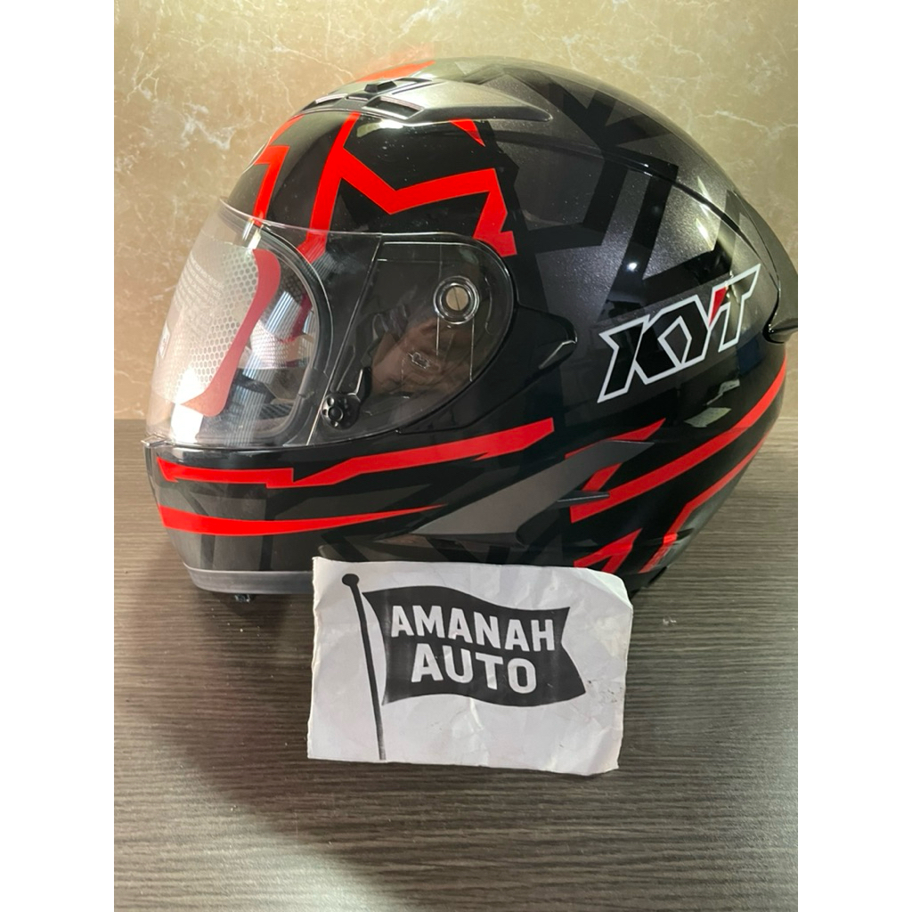 original helm kyt falcon 2 faster black red fluo clear size M R4