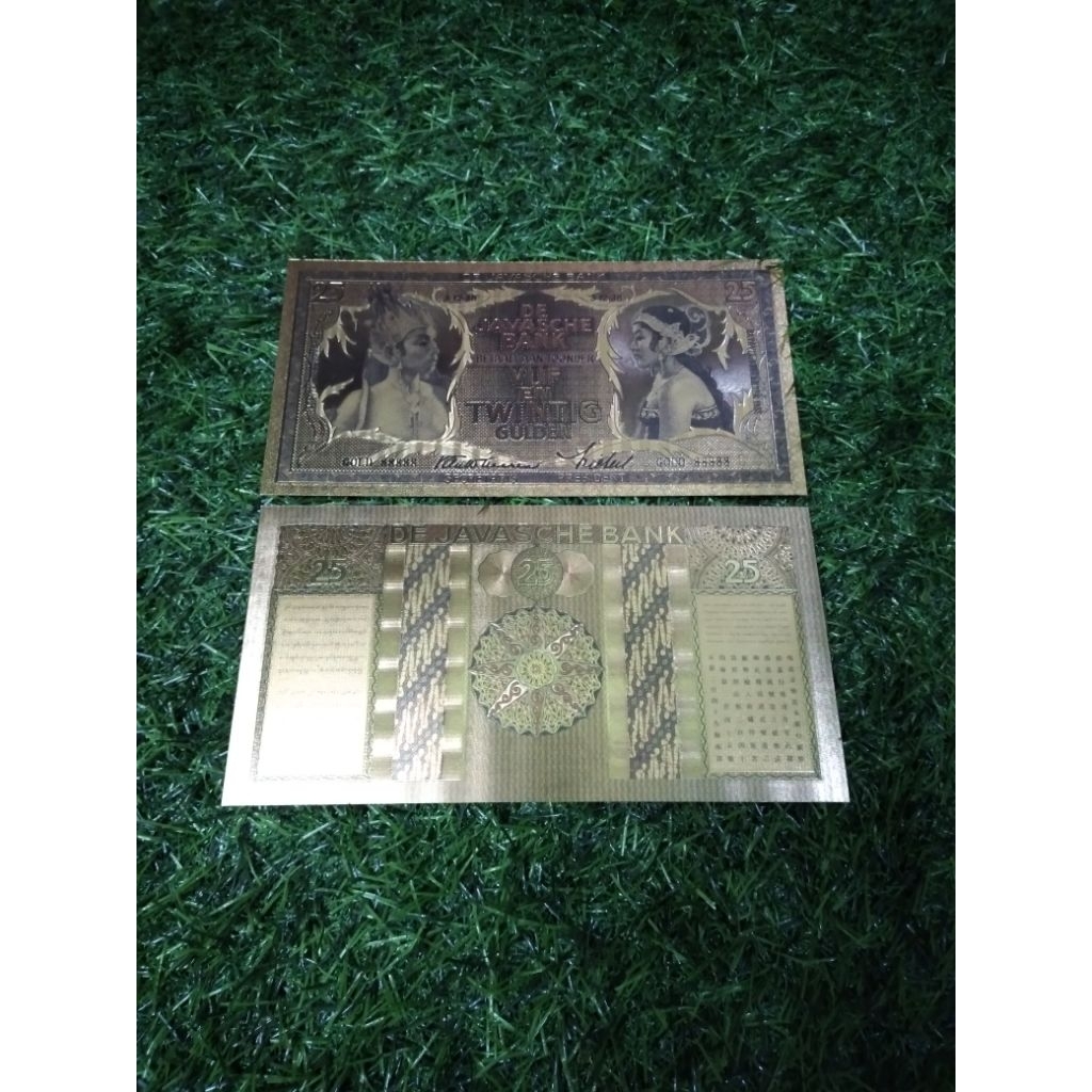 uang souvenir gold foil 25 gulden 1938 elegant