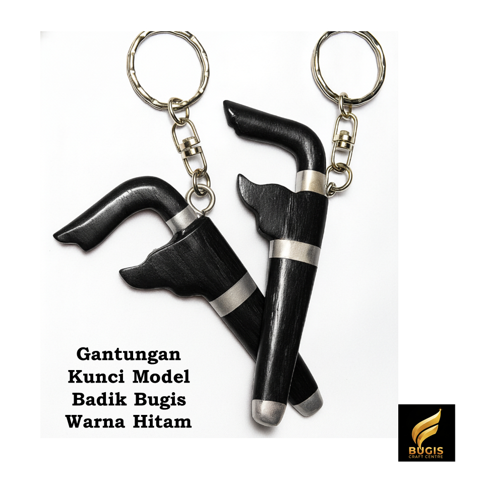 Gantungan Kunci Miniatur Badik Bugis Kayu Asli Warna Hitam Elegan – Aksesori Unik Etnik Khas Sulawes