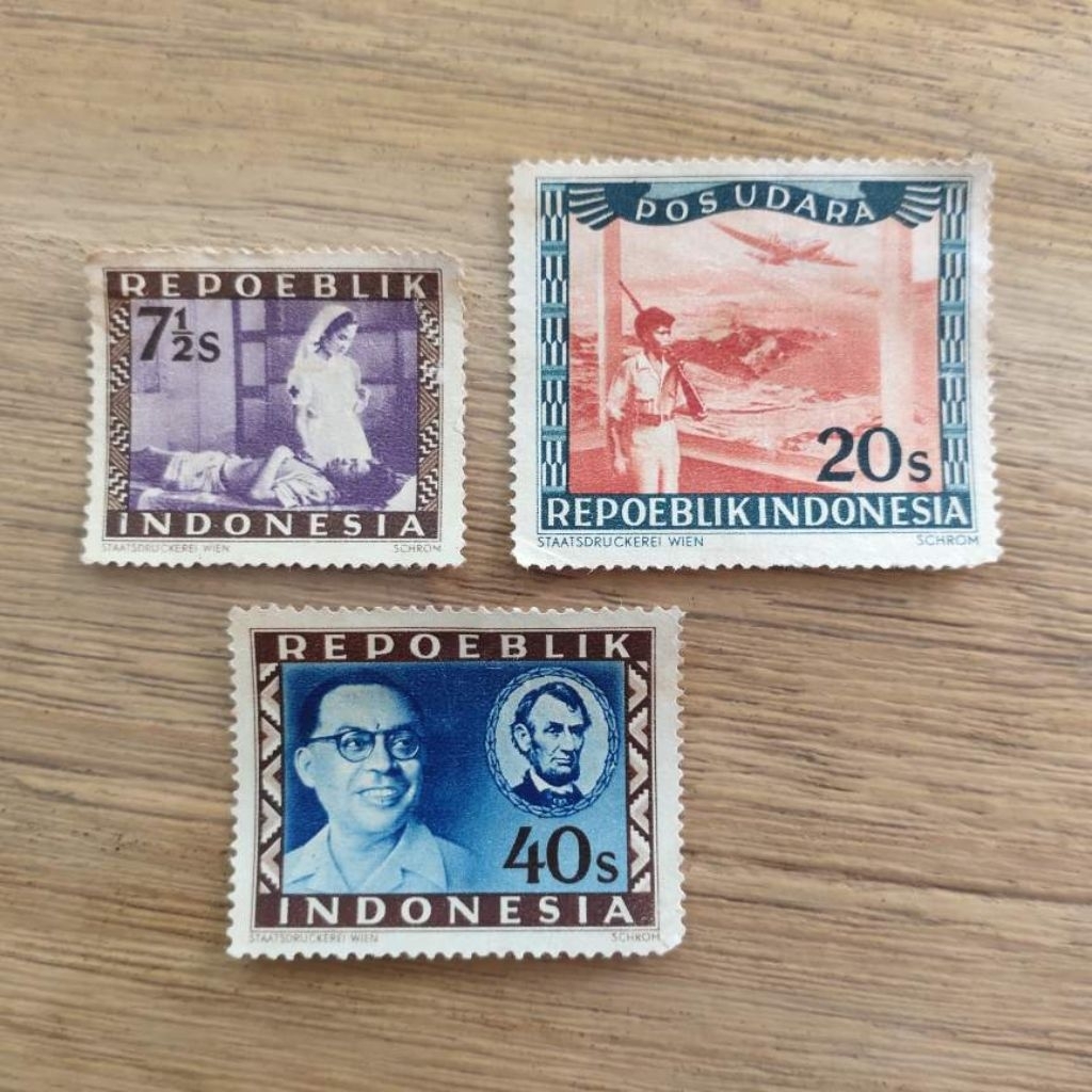 Set 3 perangko indonesia kuno: REPOEBLIK INDONESIA