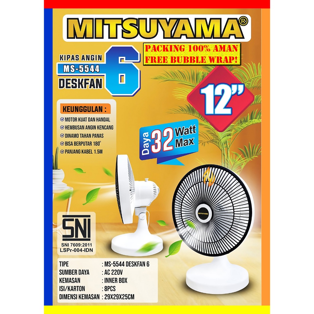 Kipas Angin Duduk 12 Inch Besar Mitsuyama / Deskfan 12 Inch / Kipas Angin Murah