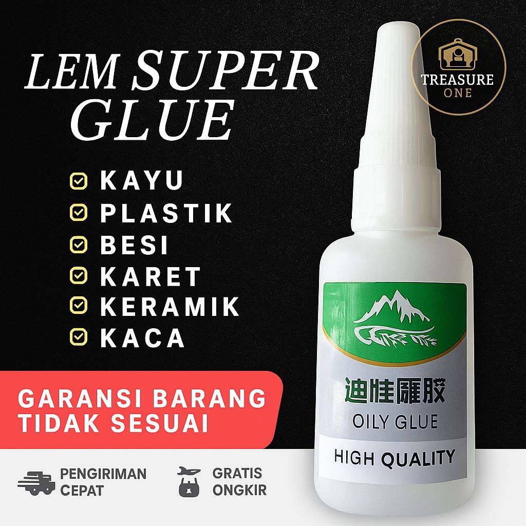Lem Super Glue 50 ml – Lem Super Perekat Kuat Serbaguna – Lem Korea Serbaguna untuk Plastik, Kayu, L