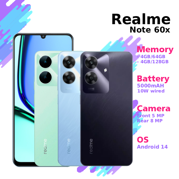 Hp/Smartphone Android Realme Note 60x 4/64 GB | 4/128 GB