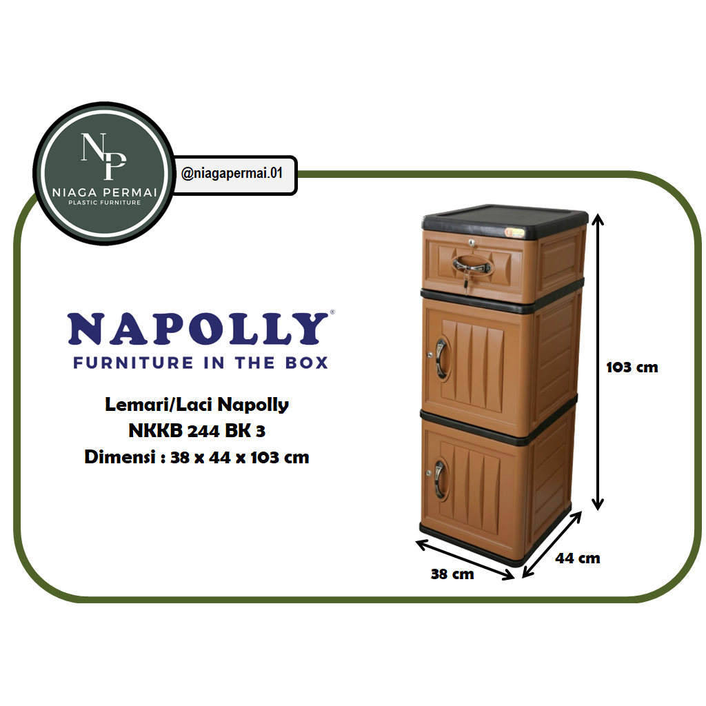 Lemari Laci Plastik Serbaguna 5 Tingkat Napolly Coklat(Napolly NKKB 244 BK 3)
