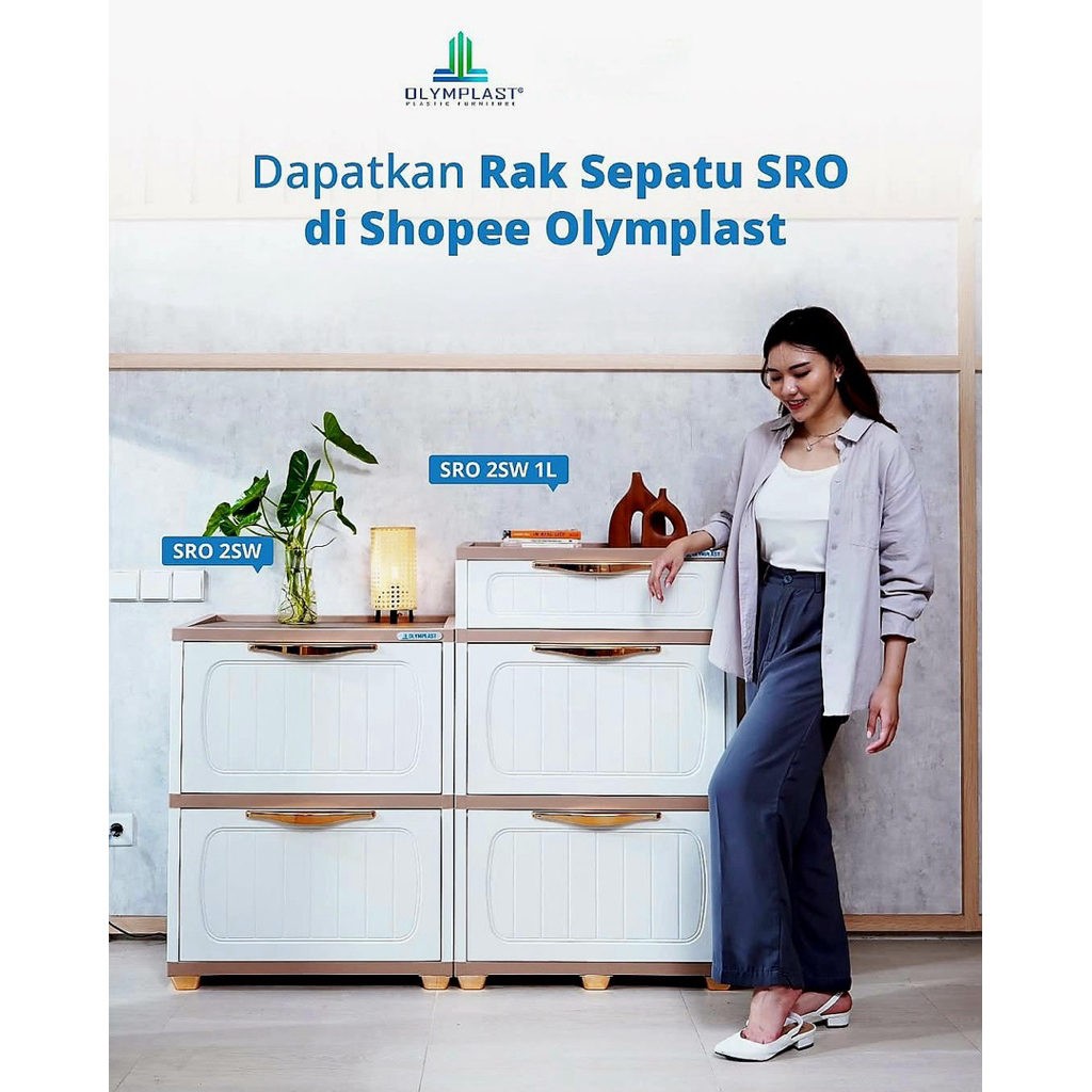 ( Pre Order ) LEMARI SEPATU PLASTIK PUTIH OLYMPLAST SRO