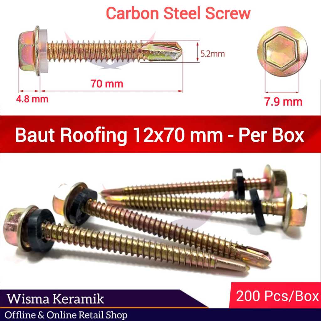 Baut roofing 12 per box/baut roofing 12x70 cm, 12x40 cm, per kotak/baut baja ringan