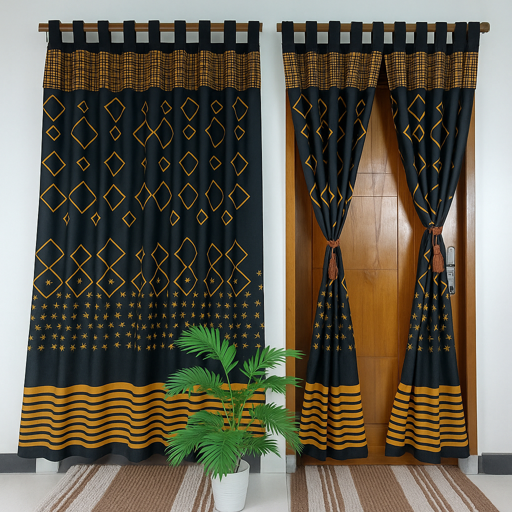 Gorden pintu dan jendela rumbai bahan katun hordeng motif bunga dan karakter / Gorden Pintu Murah