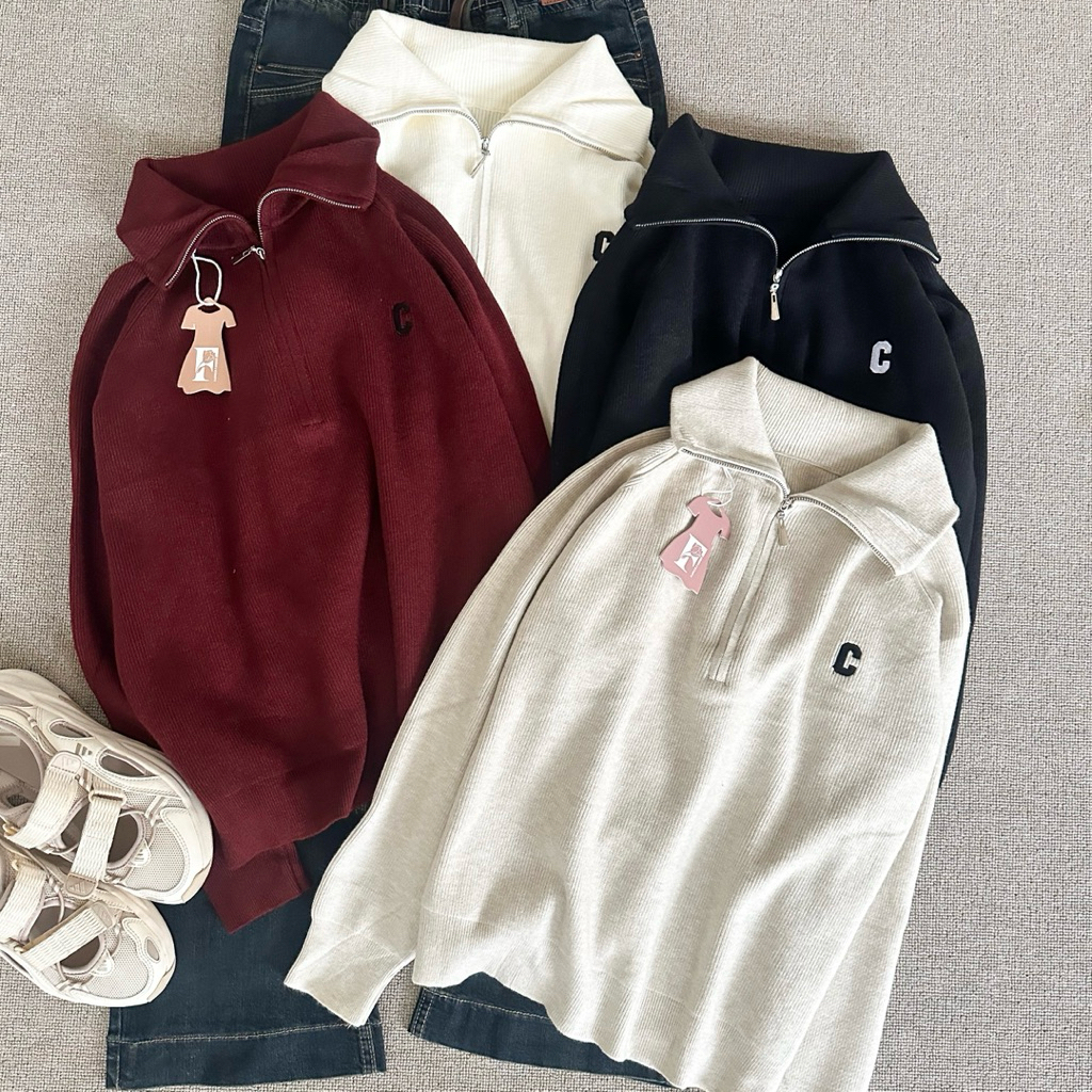 Sweater Knit Half Zipper