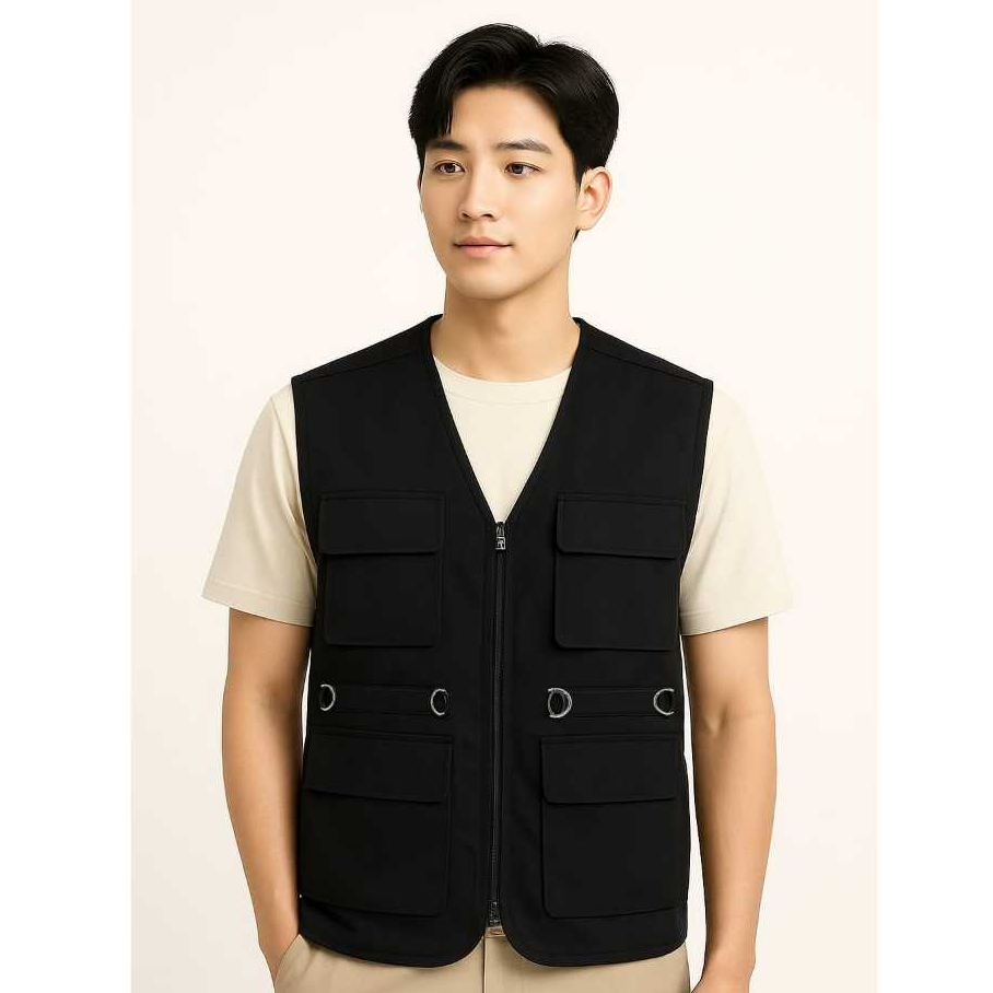 Vest Rompi Bahan Ripstop Motif 002 Pria Hiking Jaring Biru Muda