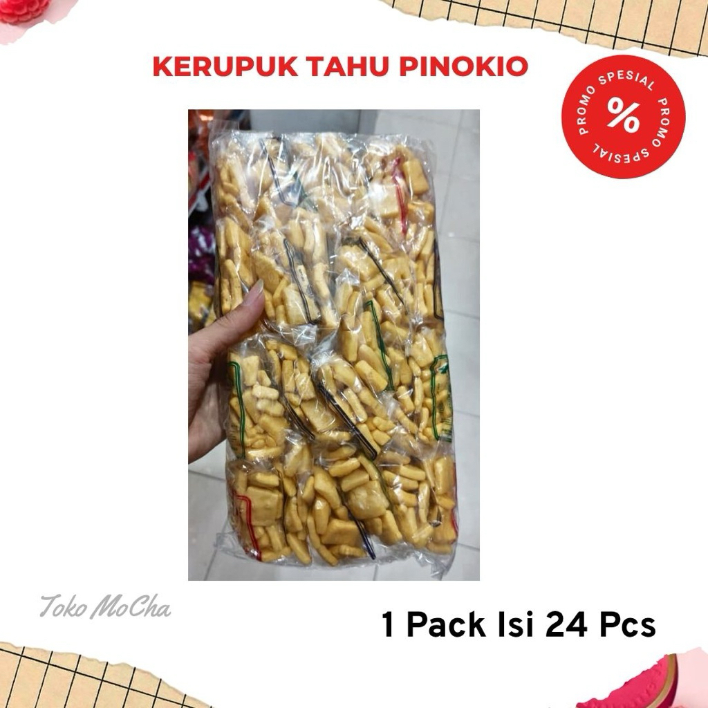 Kerupuk Tahu Pinokio / Kerupuk Tahu 1 Pack Isi 24 Pcs