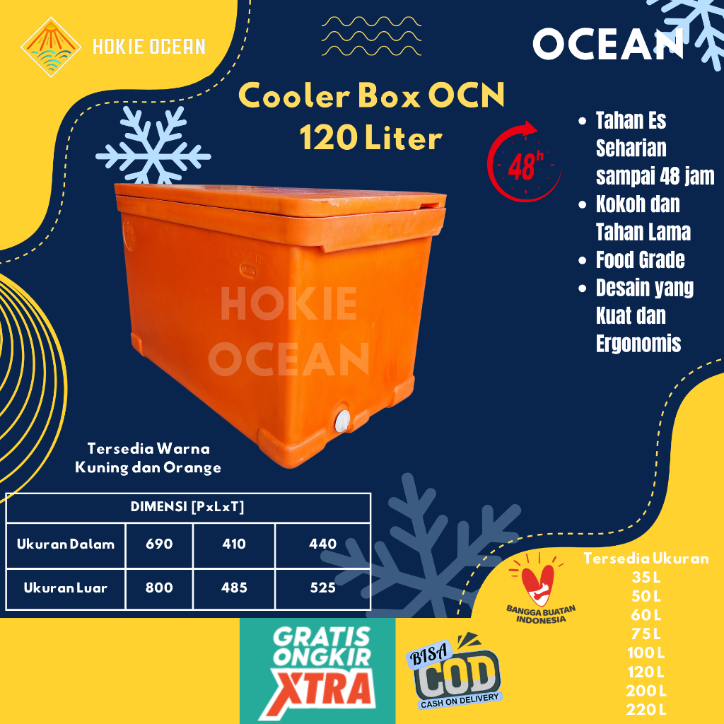 Cooler box OCEAN 120 Liter Cool Box Es Ikan Fiber