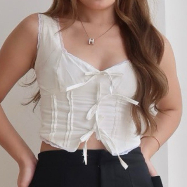 READY STOCK Bustier Top White - Bustier Cotton Top - Tank Top Vintage - Baju Retro - Top Lace coutiq