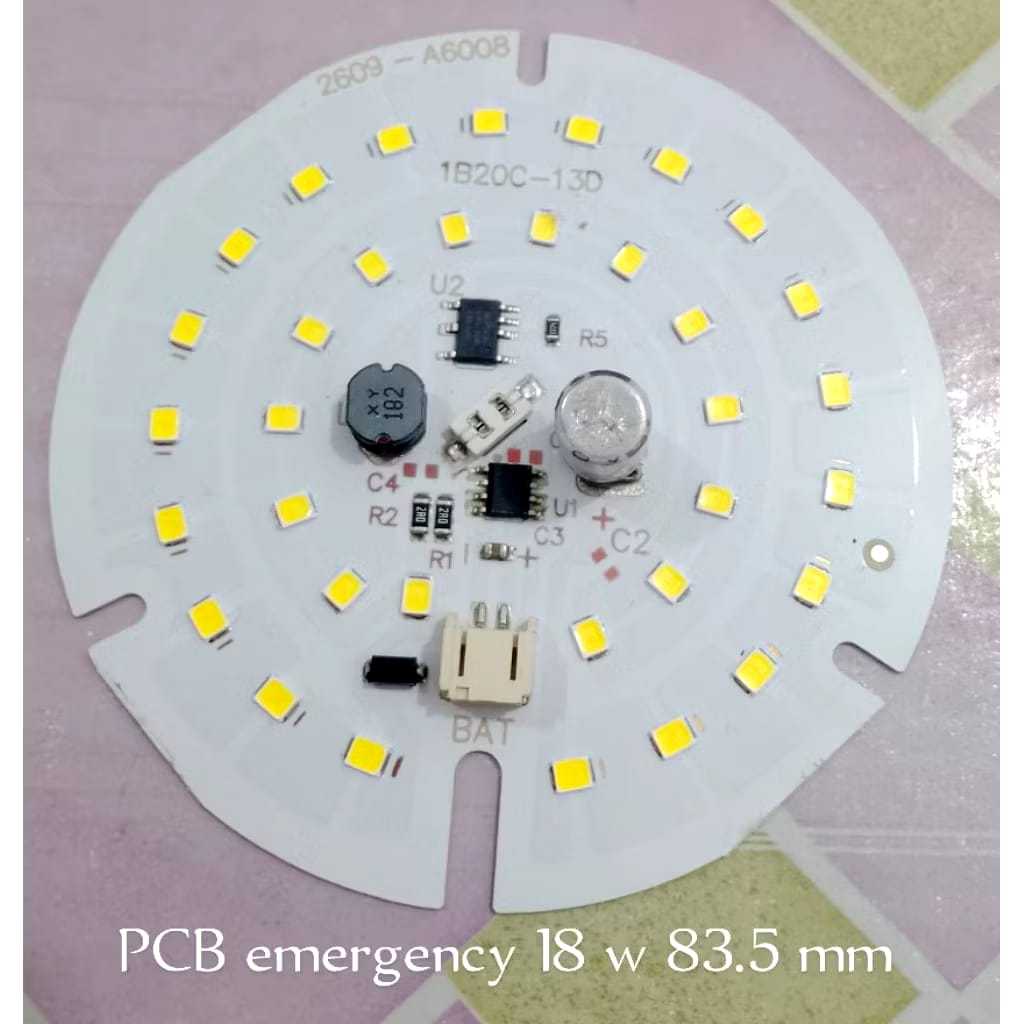 PCB Mesin Lampu LED AC DC EMERGENCY 18Watt – 83.5mm – Putih Terang (Baru)