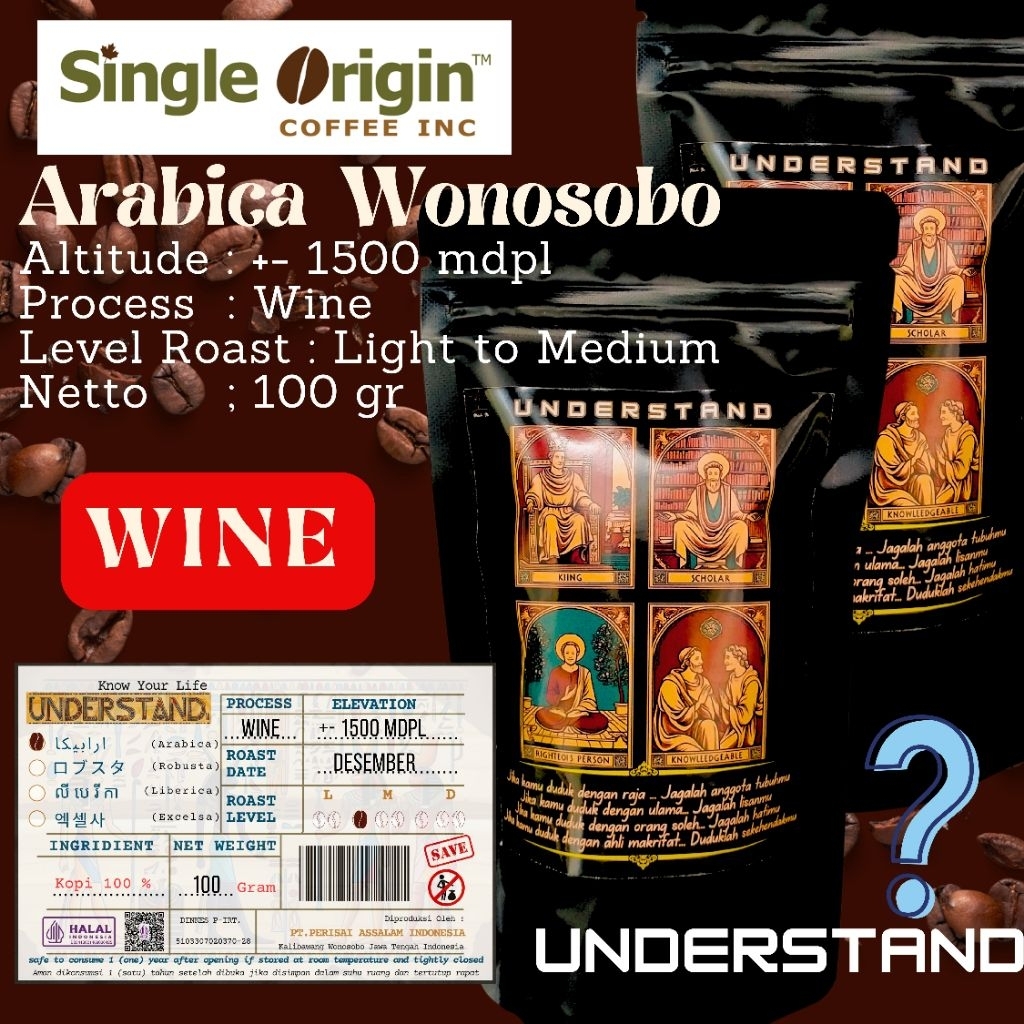 KOPI ARABICA WONOSOBO "UNDERSTAND"|| WINE 100 GR