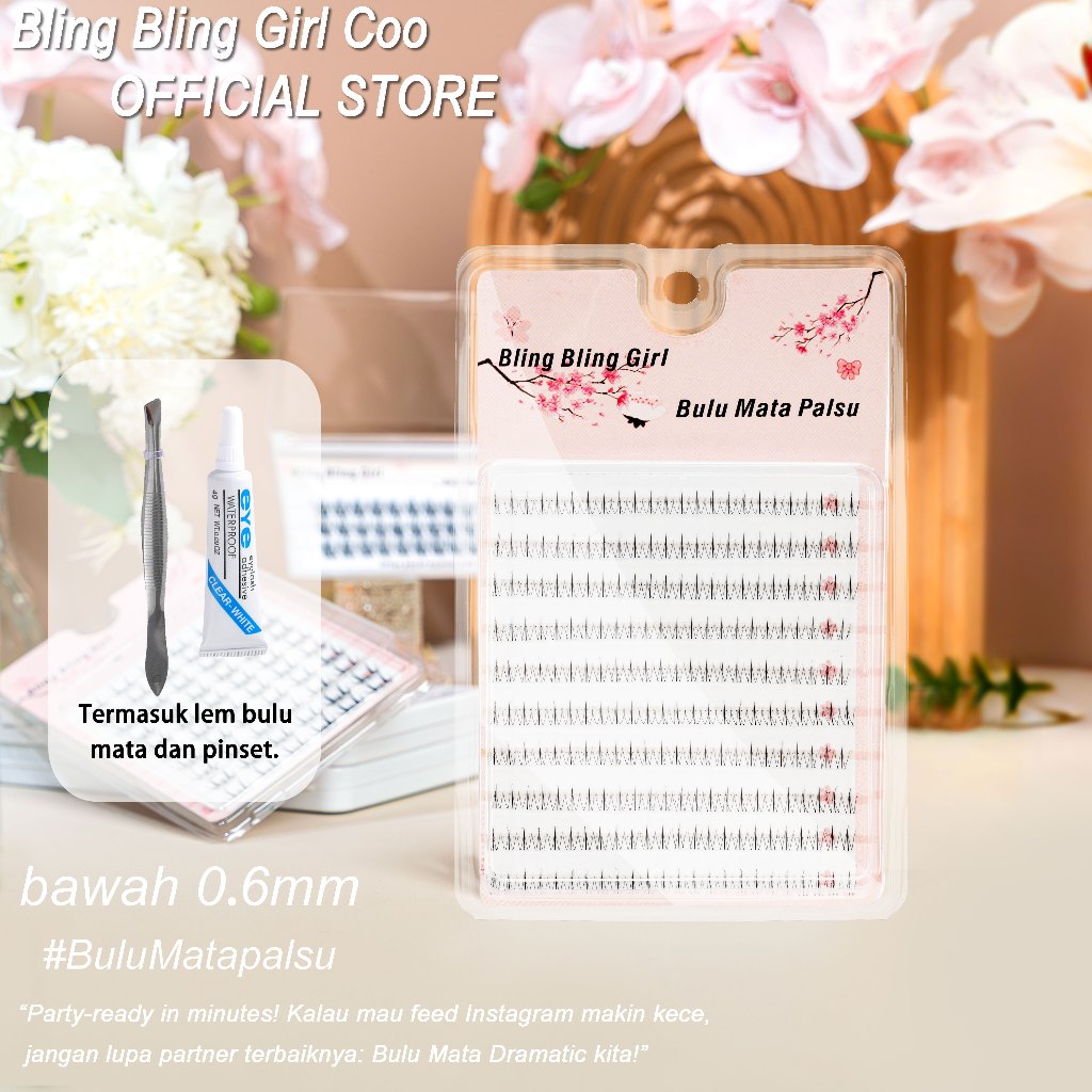 Bling Bling Girl 0.6mm Bulu mata bawah BulumataPalsu 10 Baris Kapasitas Besar