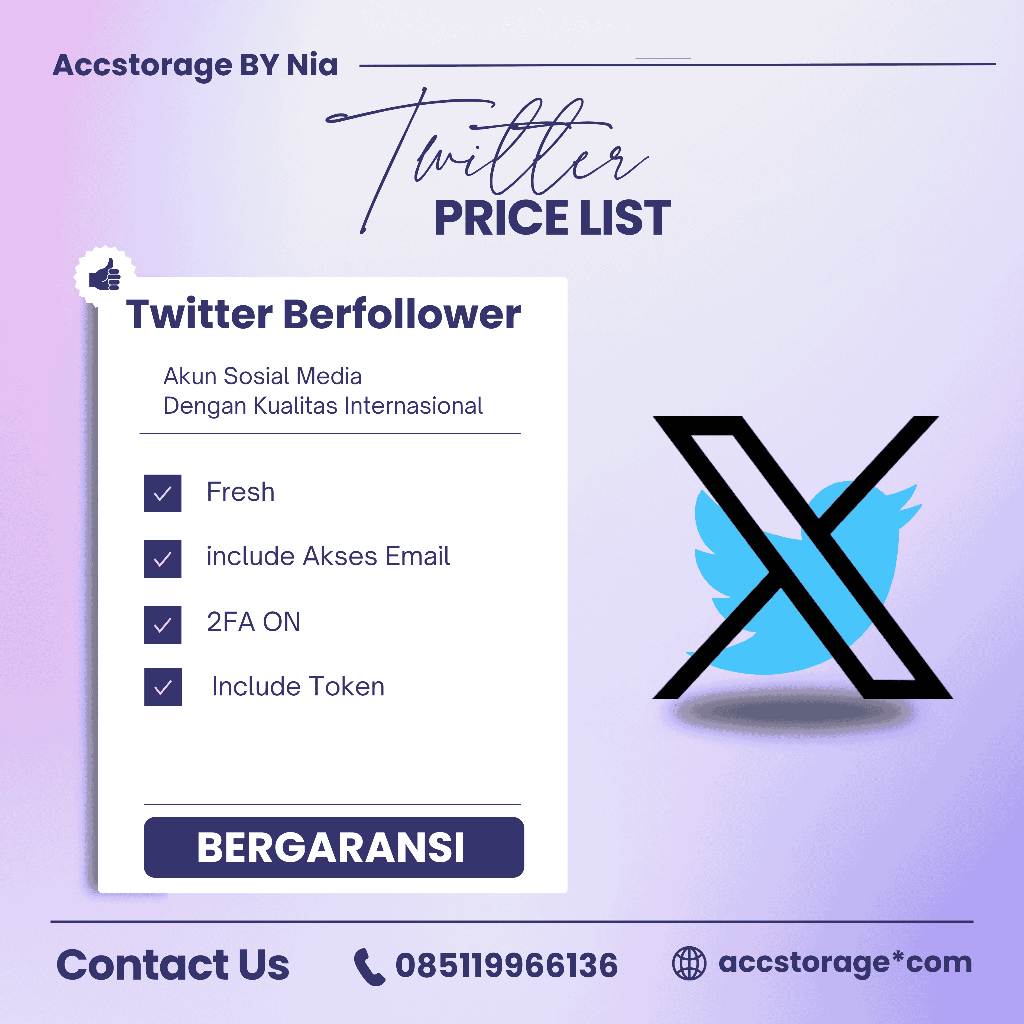 Akun Twitter Berfollower Token + Include Email