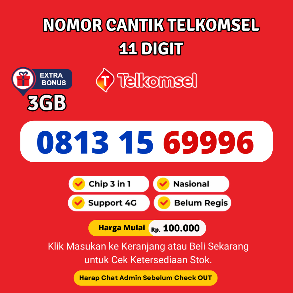 Nomor Cantik Telkomsel 11 DIGIT Seri Triple 9 Murah Bonus kuota 3GB NASIONAL- Kartu Perdana Simpati 