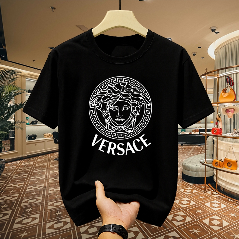 Versace Official Kaos Pria Original Versace T-shirt Logo Medusa Klasik Premium