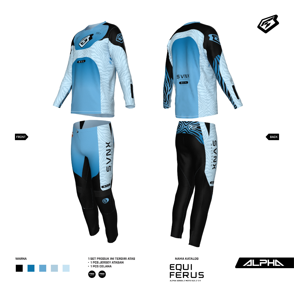 JERSEY MOTOCROSS JERSET SET TRAIL / GEARSET TYPE ALPHA EQUIFERUS SERIES / JERSET SVNX