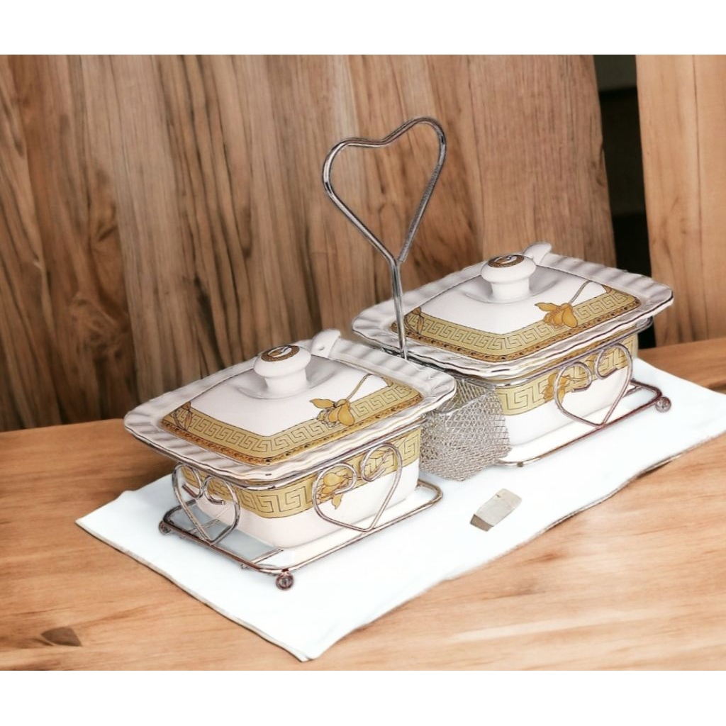 Tempat sambal kotak VICENZA B720 wadah saji tempat saos dan tempat bumbu lily square jar, prasmanan 