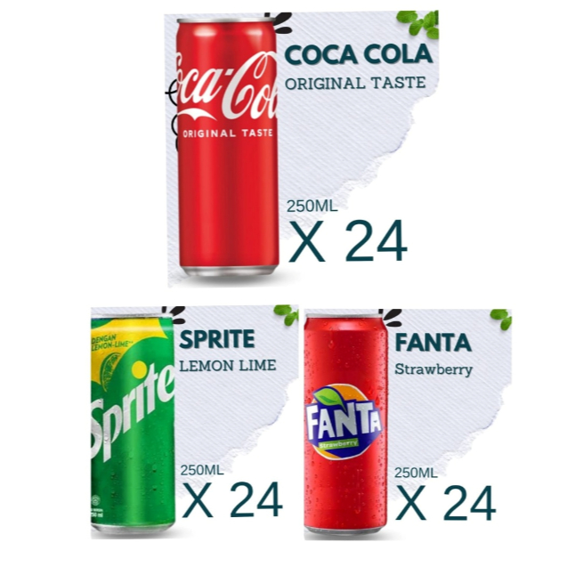 COCA COLA / SPRITE / FANTA KALENG 1 dus isi 24 kaleng - 250 ML