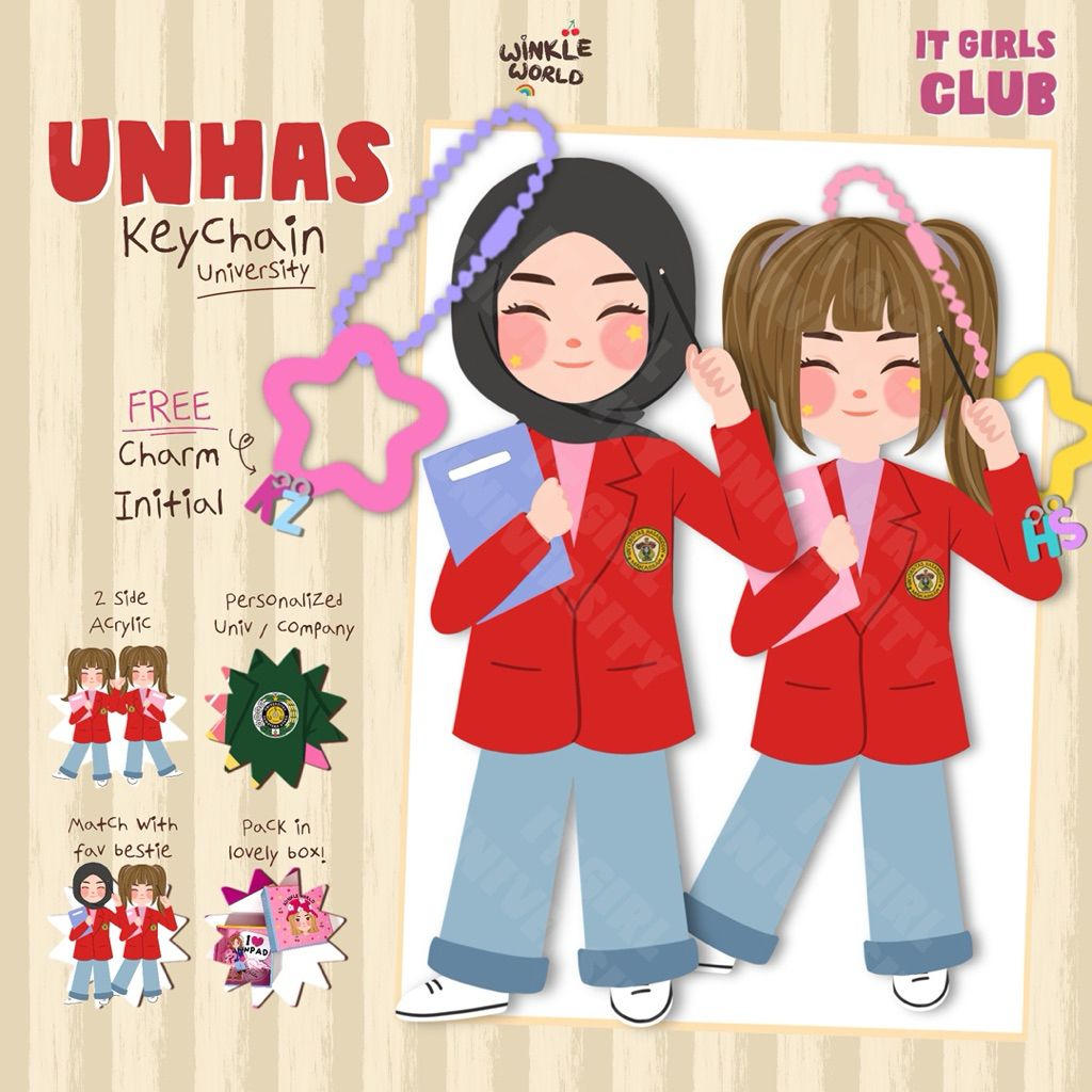 Keychain It Girls Universitas Hasannudin Package / Keychain University UNHAS Series / Keychain UNHAS