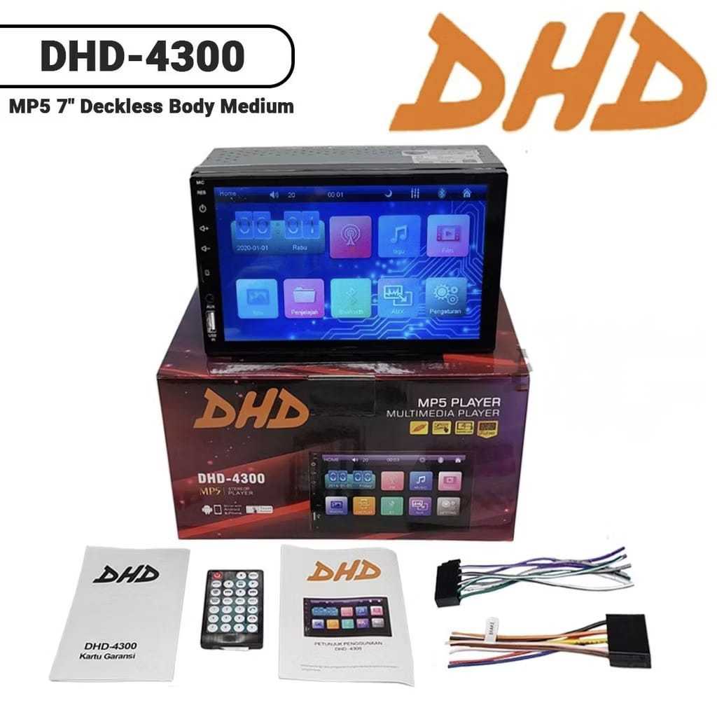 Headunit Double Din Full Glass 7 Inch Deckless MP5 DHD-4300 DHD 4300