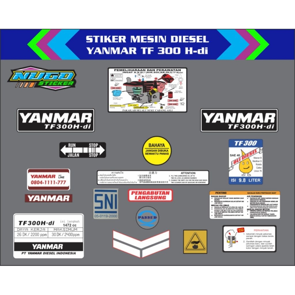 sticker mesin diesel Yanmar TF 300 h-di