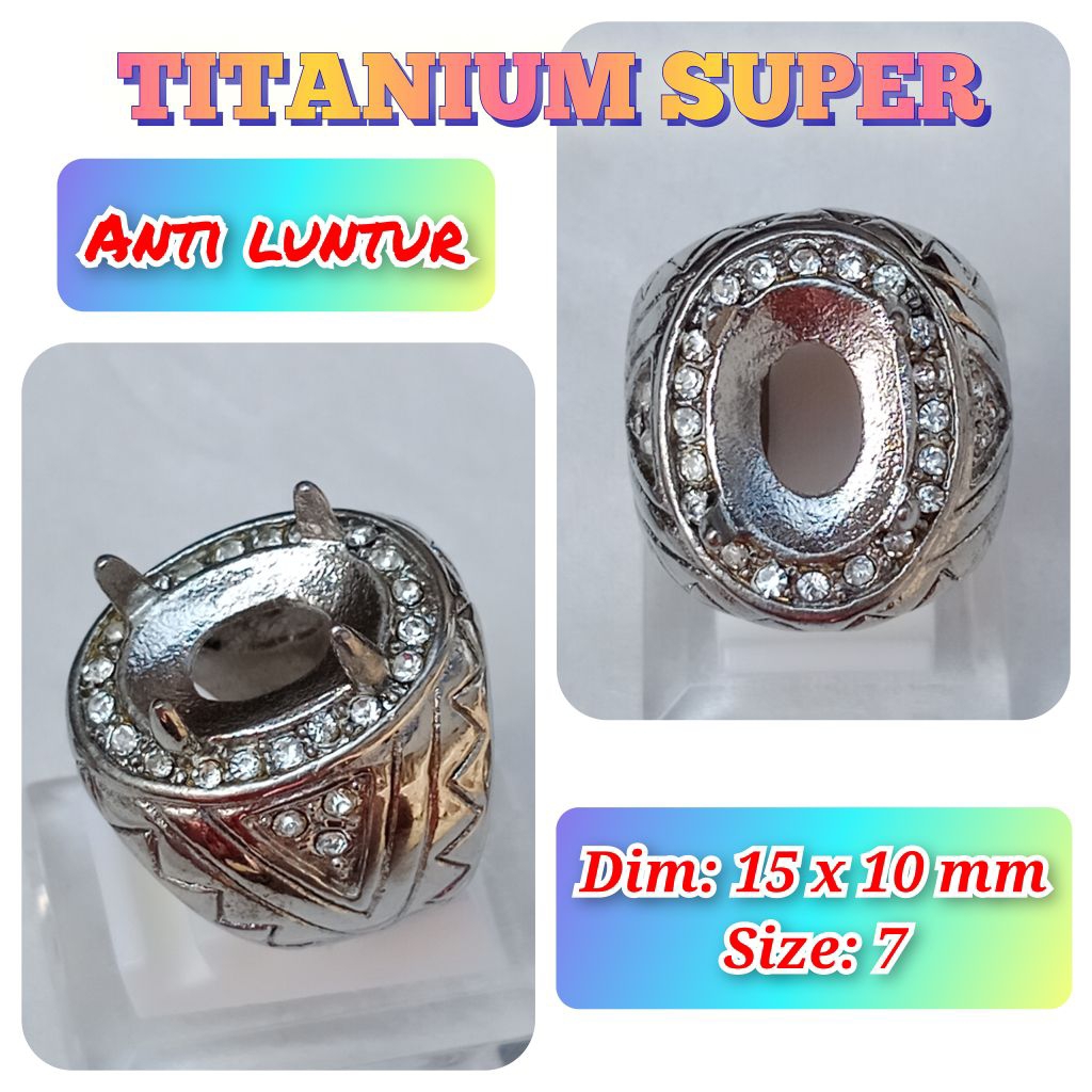 cincin emban batu akik batu permata anti Luntur super titanium.20