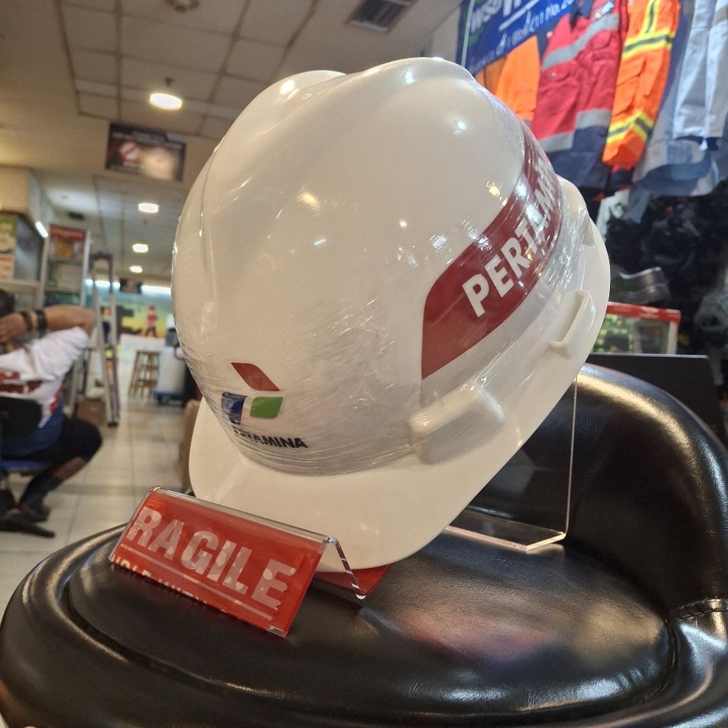 Helm Safety MSA Pertamina Original / Helm Safety Proyek Stiker Pertamina _ Putih Promo