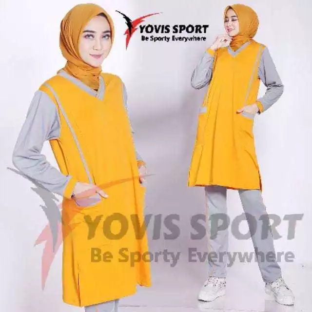 Setelan senam tunik wanita  untuk sport /  pakaian olahraga muslimah/Hijab