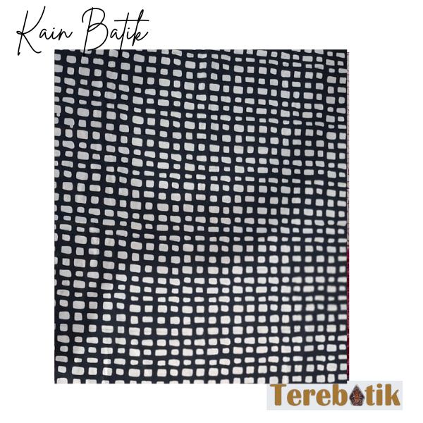 Kain Batik Cap Motif Kotak Kotak Tere Batik Warna Hitam Putih
