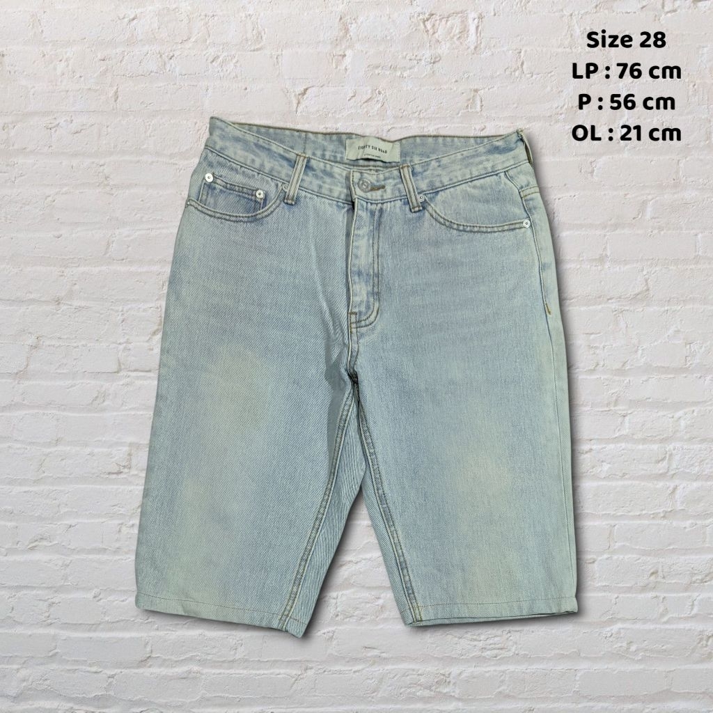 Size 28 Celana Pendek Shortpants Jeans Eighty Six Road Light Blue Washed Fading Original #CP129