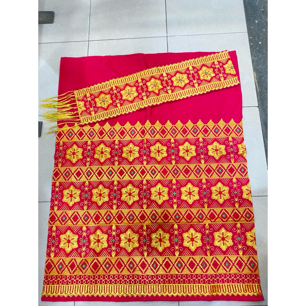 tapis lampung bordir Sanwos melati pink fanta