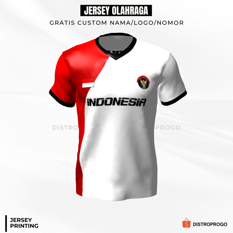Kaos Jersey Badminton Putih Merah 94 - Jersey Olahraga Custom Full Printing