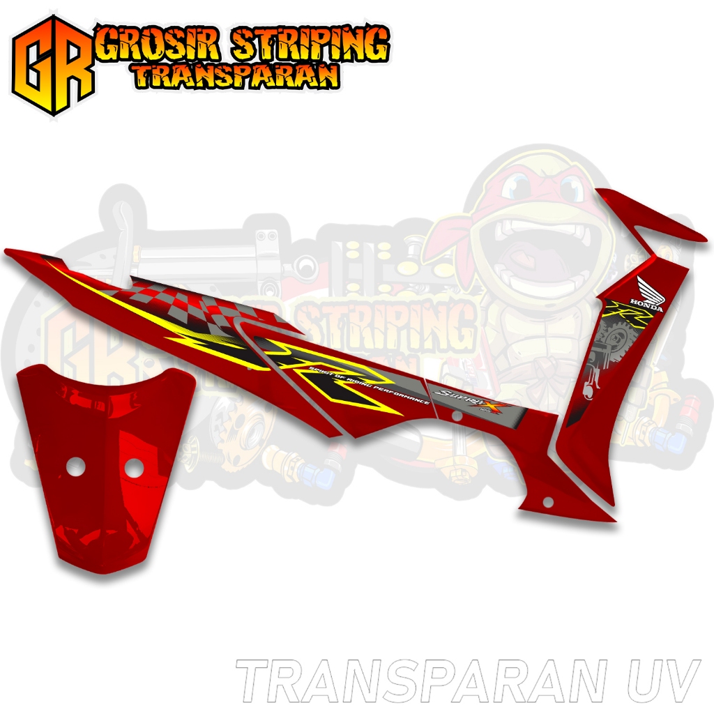 Striping Sticker Variasi Transparan Supra X 125R 2010 Desain Simple Style Racing Bahan Bening Uv