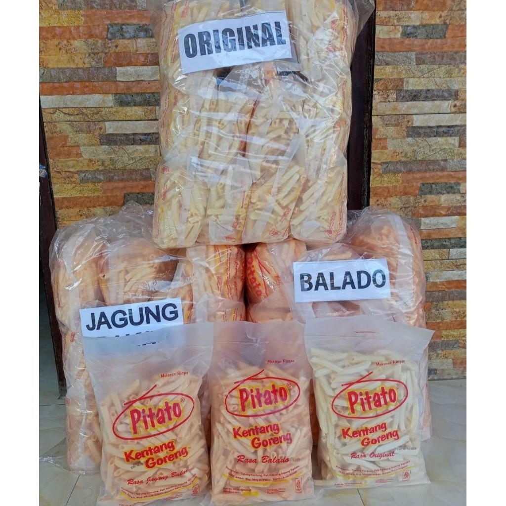 Kentang Goreng Pitato || Krupuk Kentang goreng Original Balado jagung bakar || Kerupuk Kentang goren