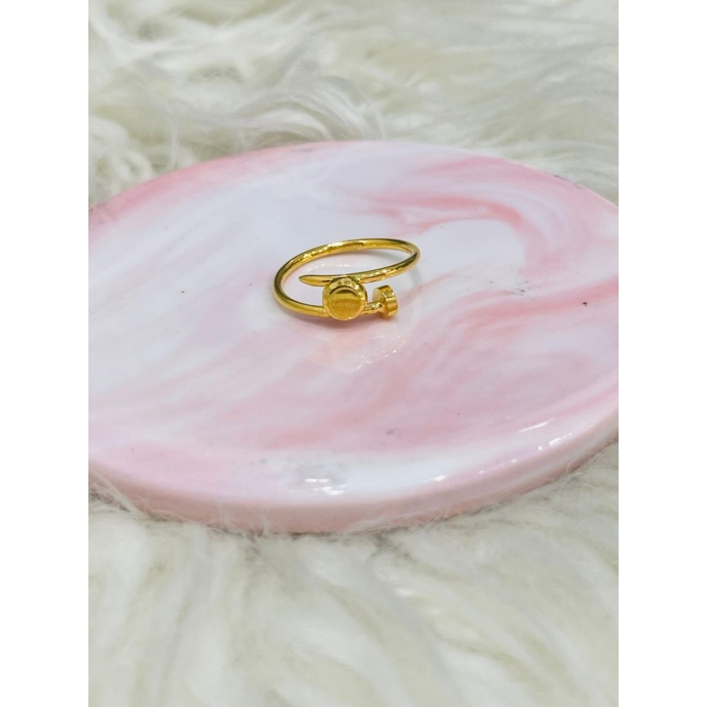 cincin paku bulat laser logo elegant simple uk 13 stngah emas asli kadar 700