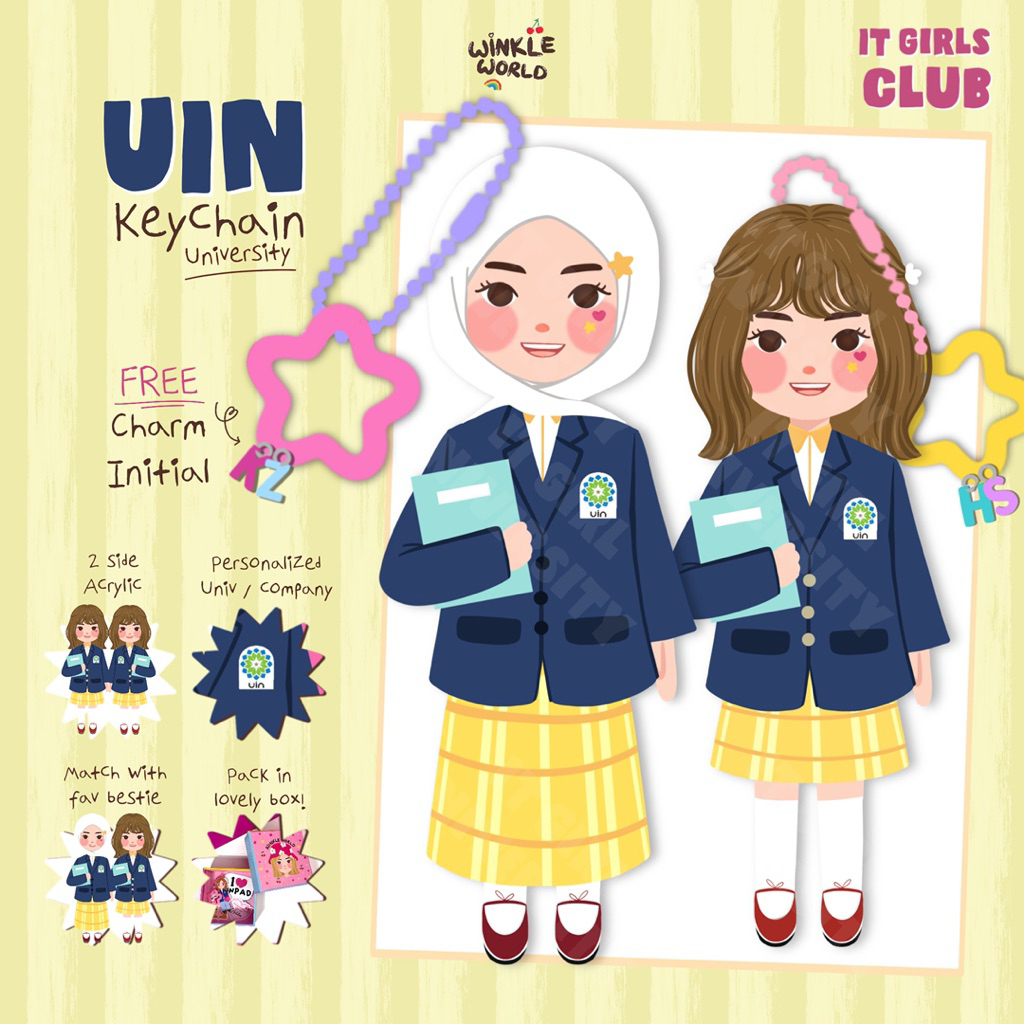Winkleworld Keychain It Girls UIN SGD Universitas Islam Negeri  Sunan Gunung Djati Bandung Package /
