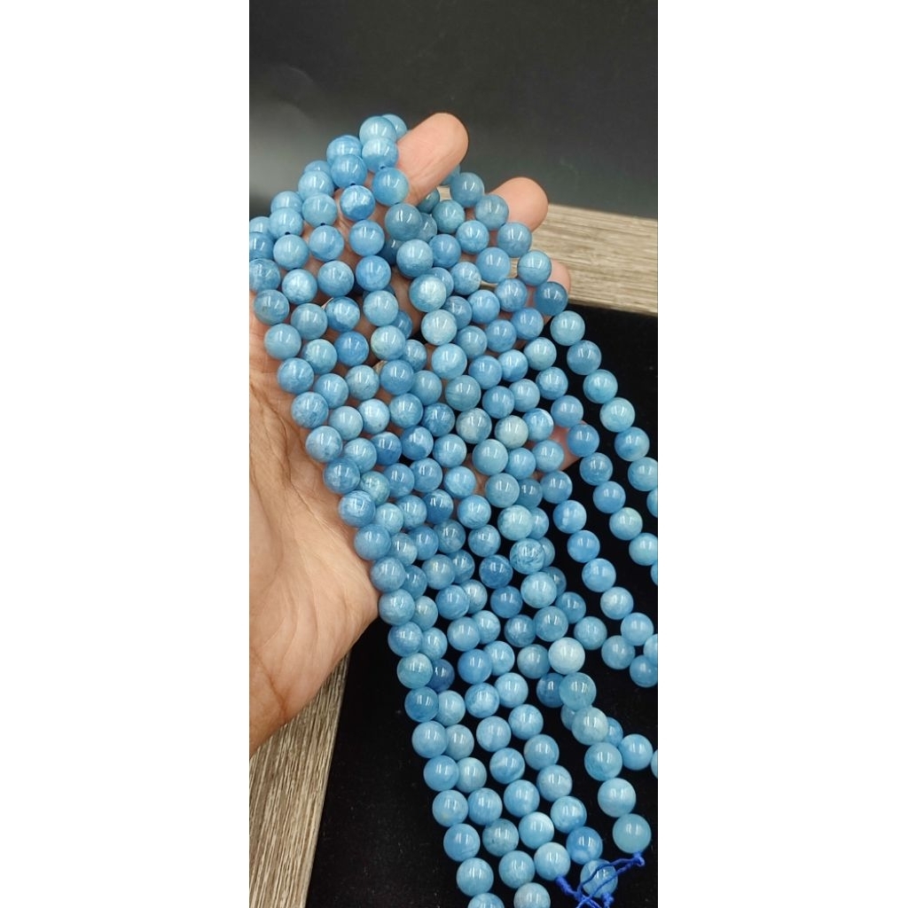 Rencengan Batu Alam Aquamarine Aquamarine Stone Beads Stone Gemstone Bead Premium HQ
