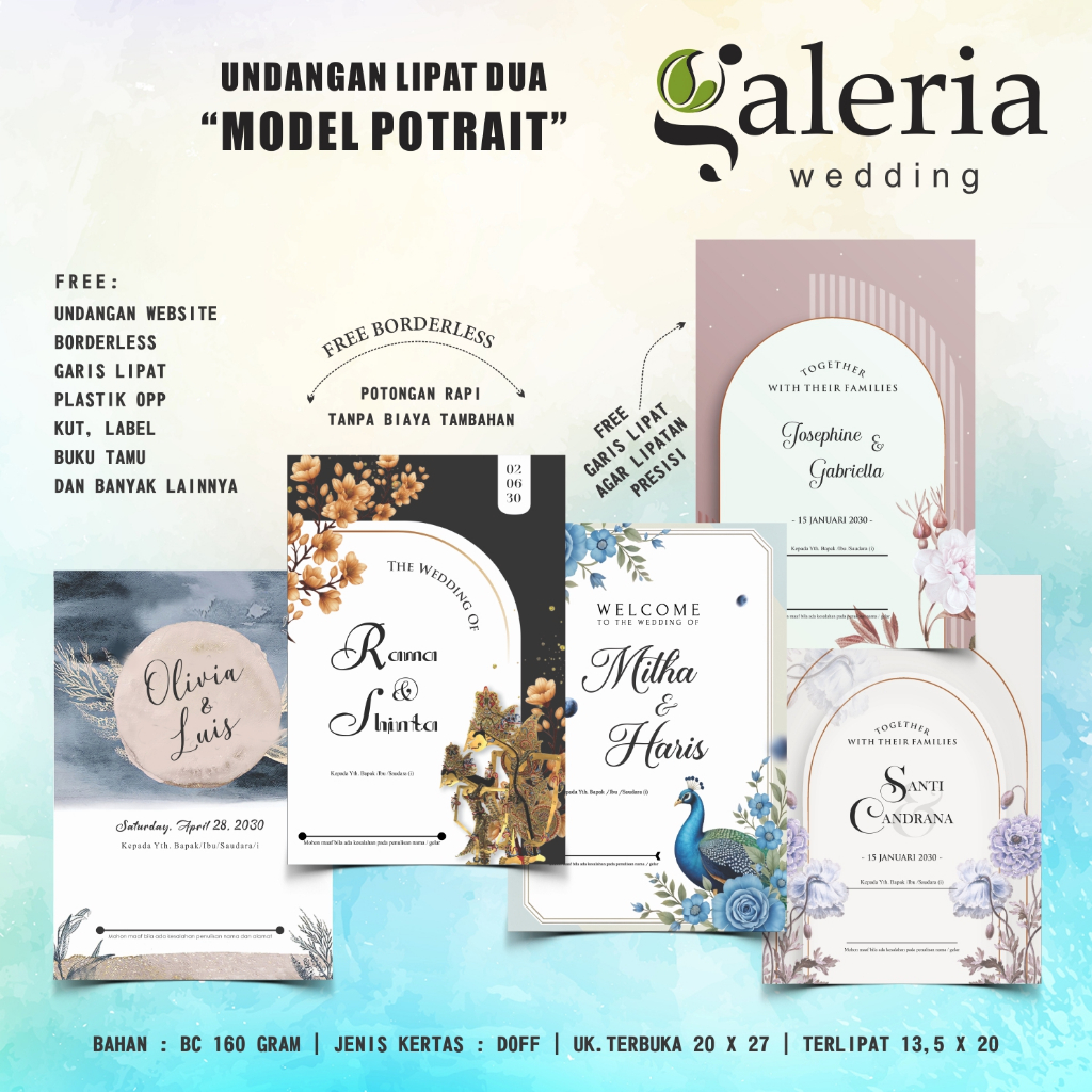 Undangan Pernikahan Aesthetic | Undangan Lipat Dua | Undangan Khitanan | Undangan | Series MW