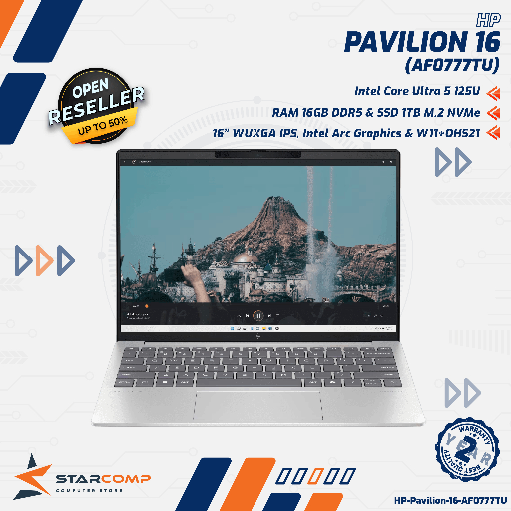 HP Pavilion 16 AF0888TX Intel Core Ultra 7 155U 32GB 1TB MX570A 4GB 16" WUXGA IPS W11+OHS21