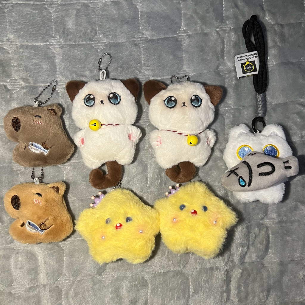 Plush Keychain / Bagcharm - Gantungan Kunci Boneka - Siamese Cat / Little Star / Capybara