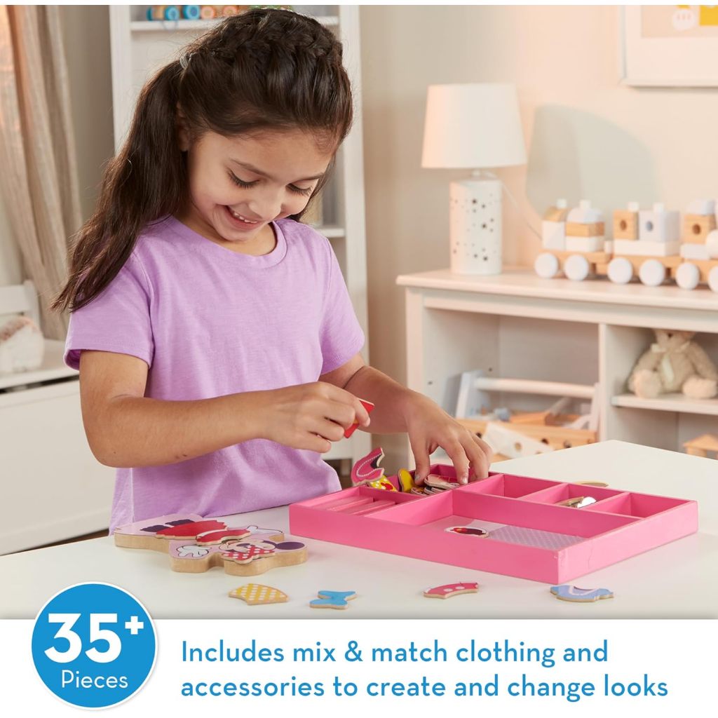 Melissa & Doug Disney Minnie Mouse Magnetic Dress-Up Wooden Doll Pretend Play Set (35+ pcs)